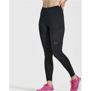 Saucony Boulder Wind Tight Womens Black Running Leggings Pants‎ Size M NWT $100
